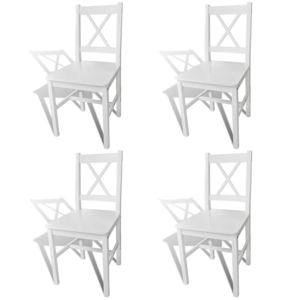 PETROMILA Jídelní židle 4 ks bílé borové dřevo