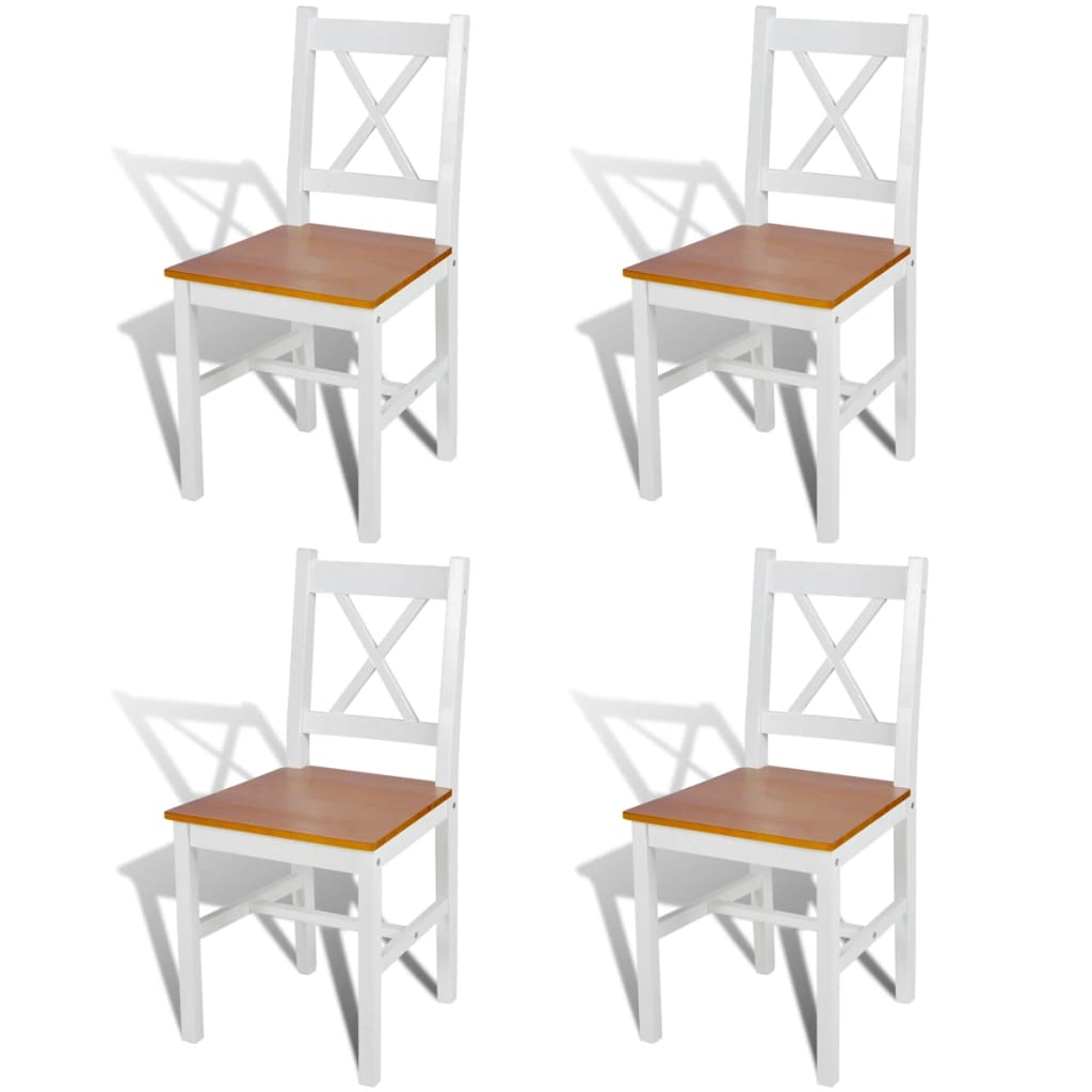 PETROMILA Jídelní židle 4 ks bílé borové dřevo