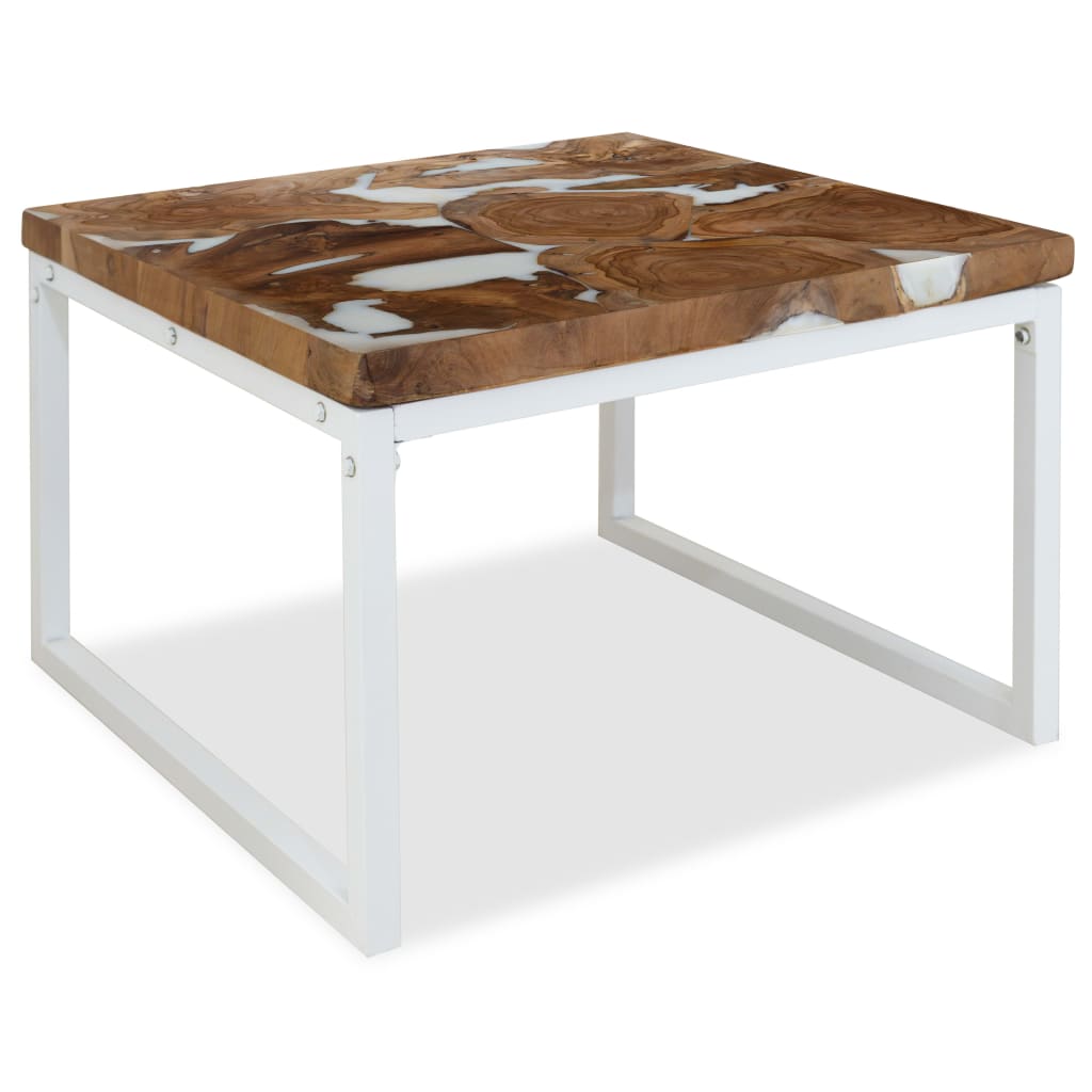 PETROMILA Konferenční stolek, teak a pryskyřice, 60x60x40 cm