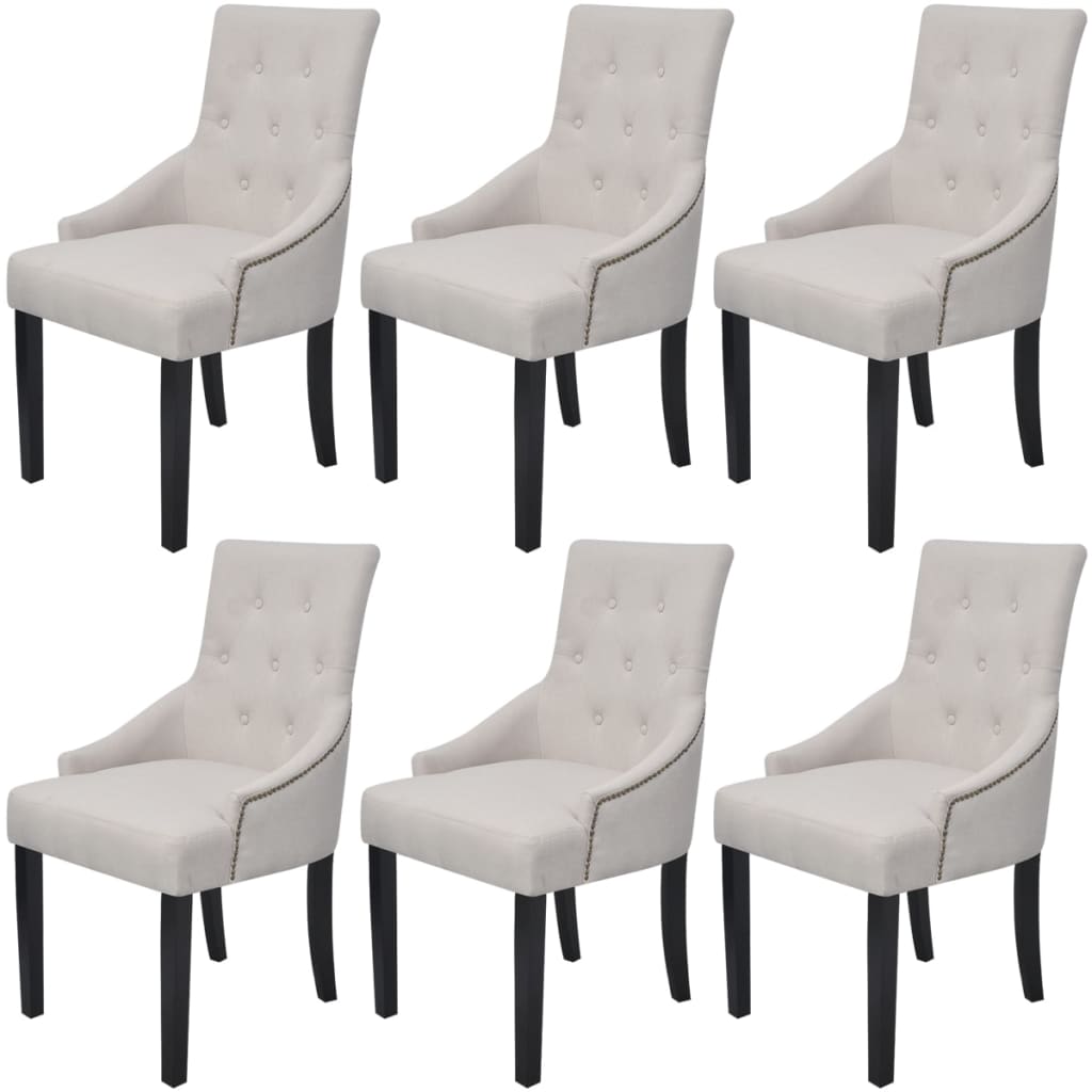PETROMILA Jídelní židle 6 ks krémově šedé textil