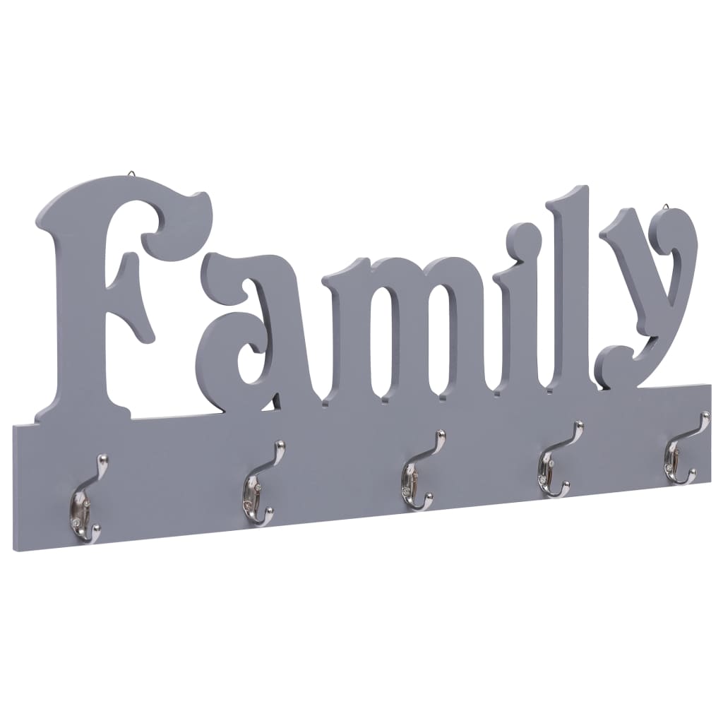 Nástěnný věšák FAMILY šedý 74 x 29,5 cm