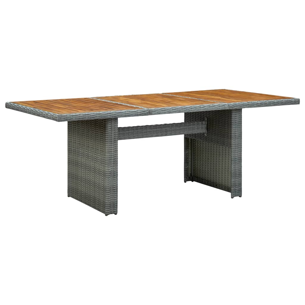 PETROMILA Zahradní stůl světle šedý polyratan a masivní akáciové dřevo