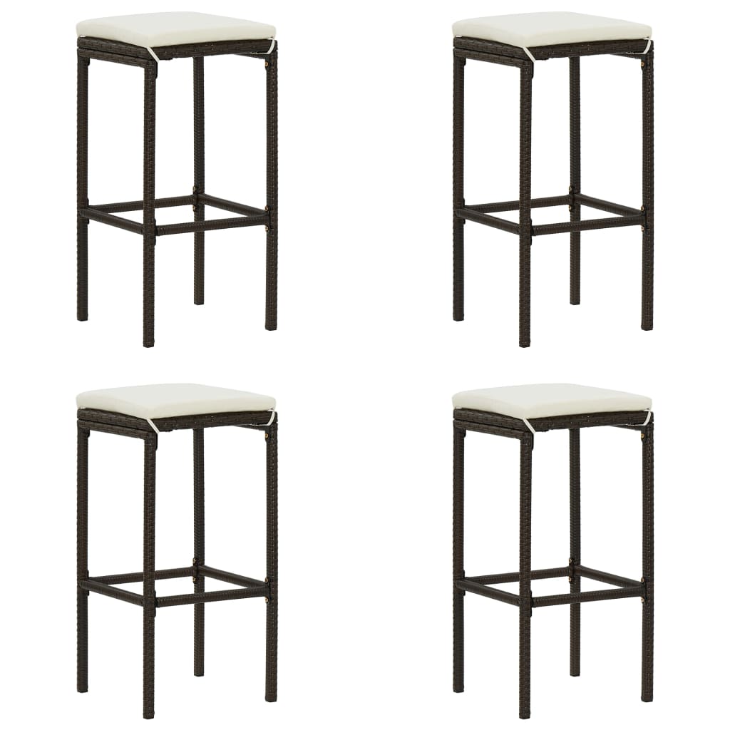 PETROMILA Barové stoličky s poduškami 4 ks hnědé polyratan