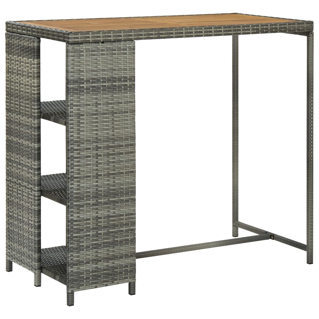 PETROMILA Barový stolek s úložným regálem šedý 120x60x110 cm polyratan