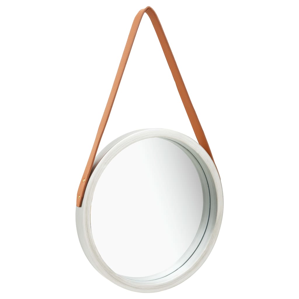 Nástěnné zrcadlo s popruhem 40 cm stříbrné