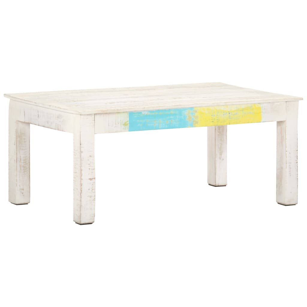 PETROMILA Konferenční stolek bílý 110x60x45 cm masivní mangovníkové dřevo