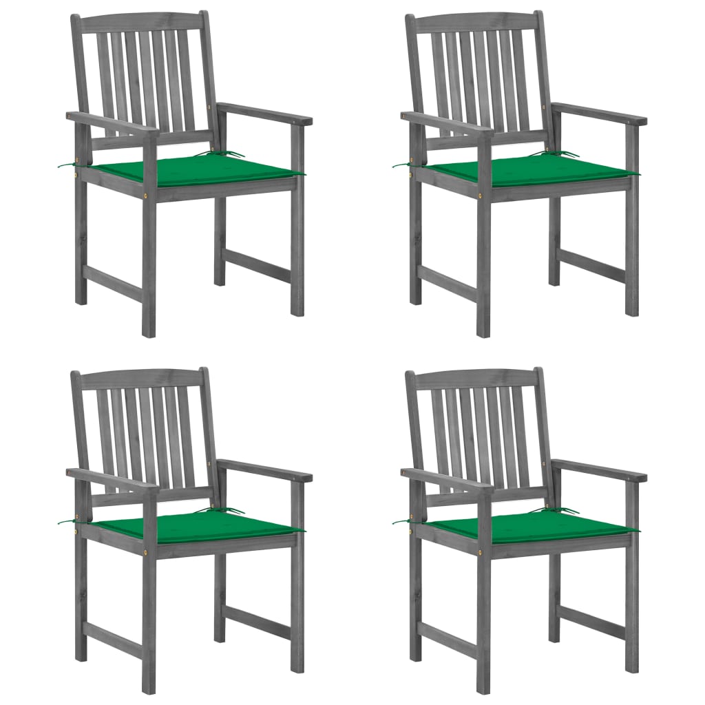 PETROMILA Zahradní židle s poduškami 4 ks šedé masivní akáciové dřevo