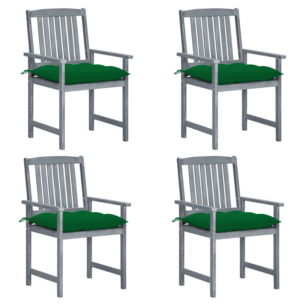 PETROMILA Zahradní židle s poduškami 4 ks šedé masivní akáciové dřevo