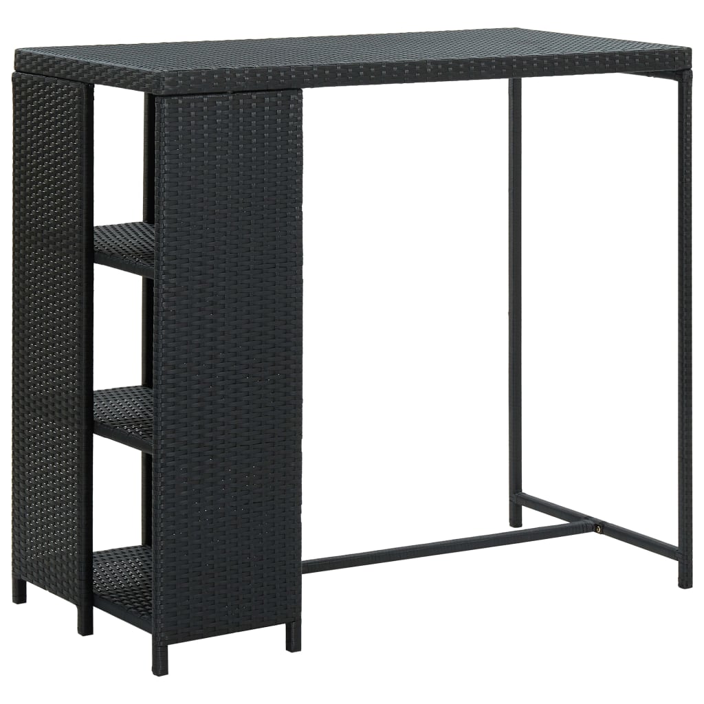 PETROMILA Barový stolek s úložným regálem černý 120x60x110 cm polyratan