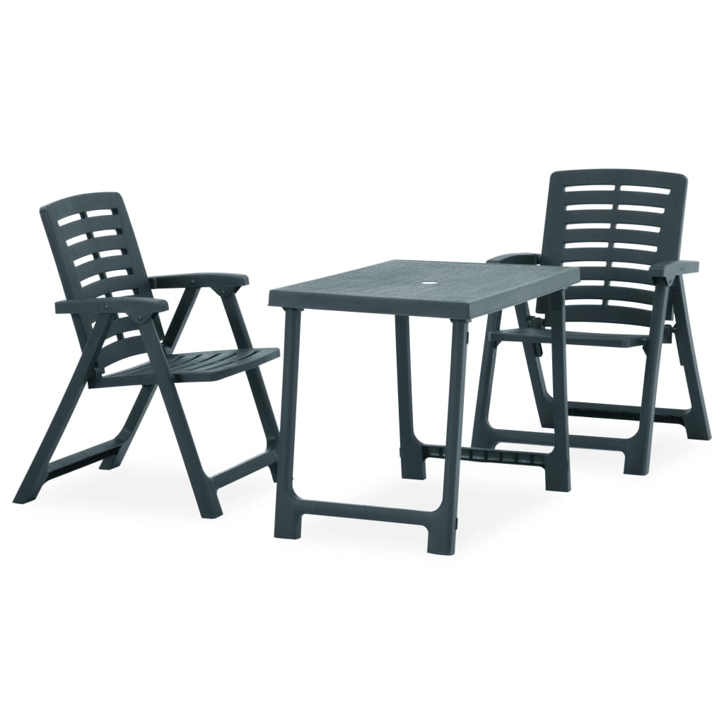 PETROMILA 3dílný skládací bistro set plastový zelený