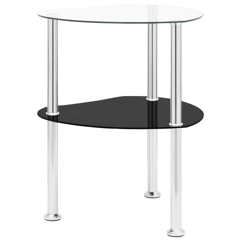 PETROMILA 2-Tier Side Table Transparent & Black 38x38x50cm Tempered Glass
