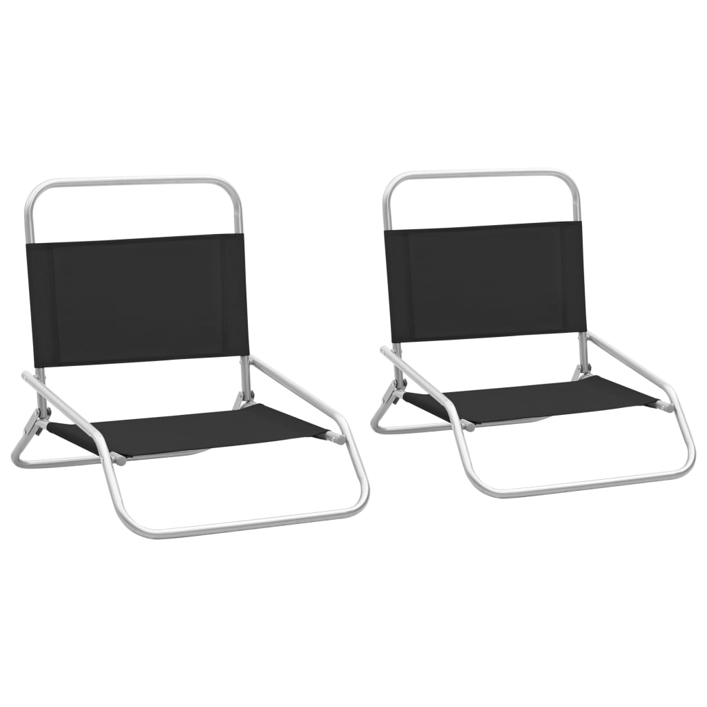 PETROMILA Skládací plážové židle 2 ks textil černé