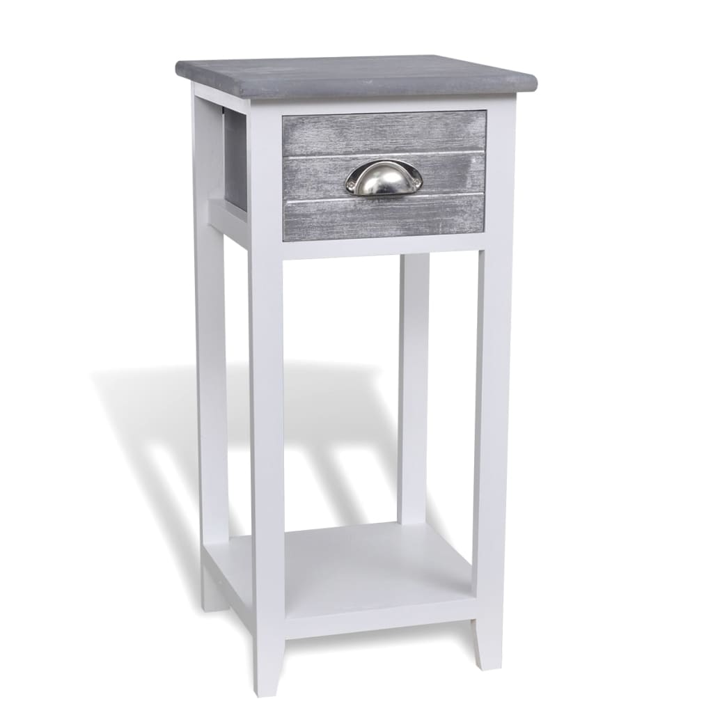 PETROMILA Noční stolek s 1 zásuvkou šedobílý