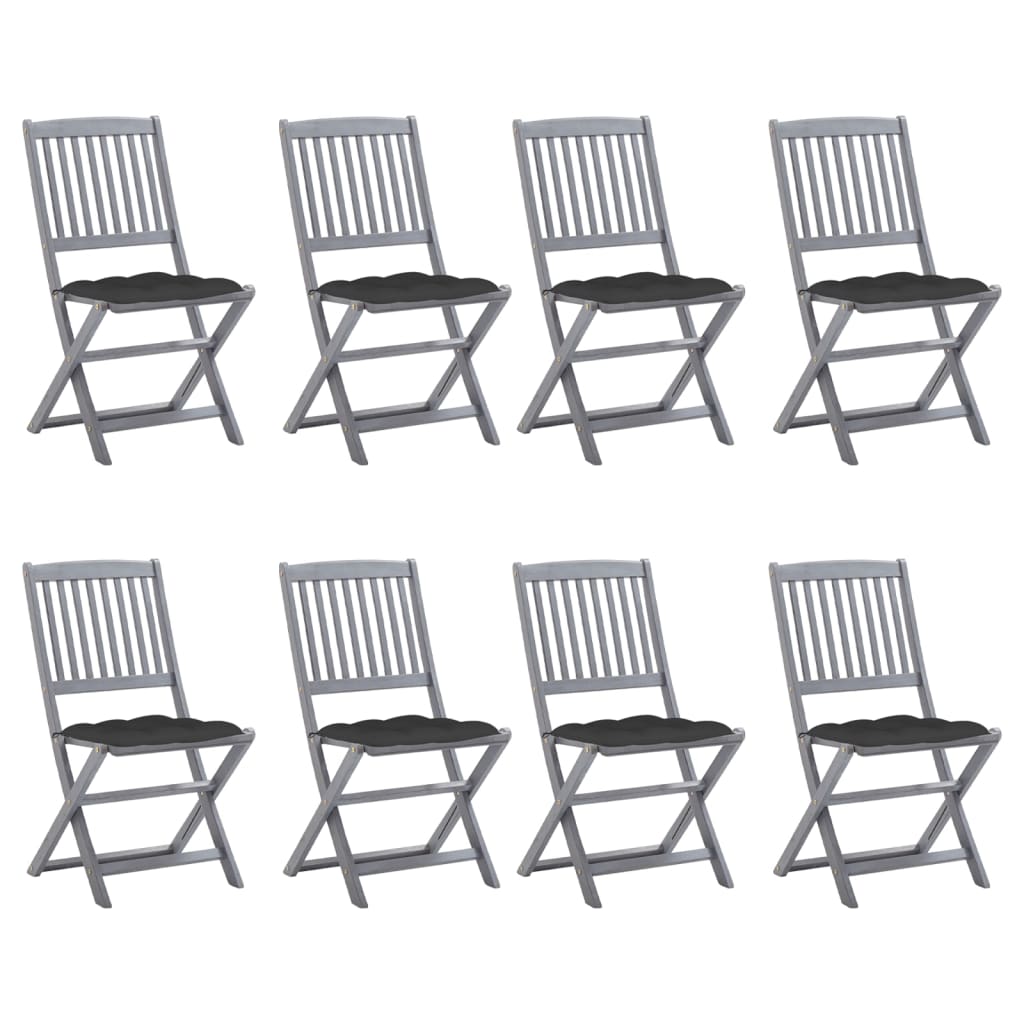 PETROMILA Skládací zahradní židle s poduškami 8 ks masivní akácie