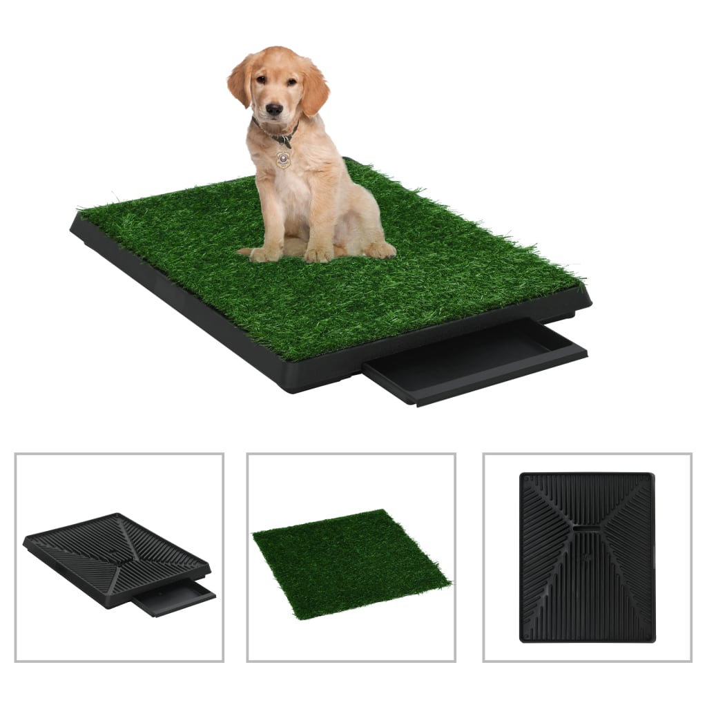 PETROMILA Toaleta pro psy s nádobou a umělou trávou zelená 63x50x7 cm WC