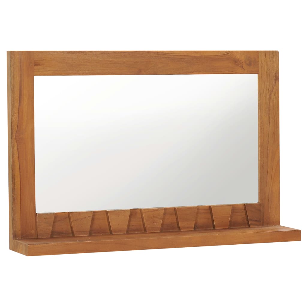 Nástěnné zrcadlo s policí 60 x 12 x 40 cm masivní teakové dřevo