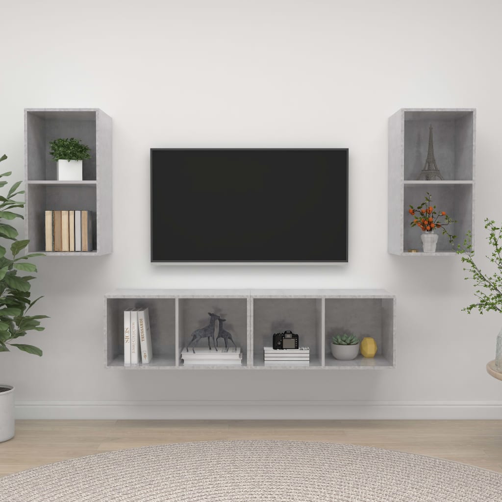PETROMILA Nástěnné TV skříňky 4 ks betonově šedé kompozitní dřevo