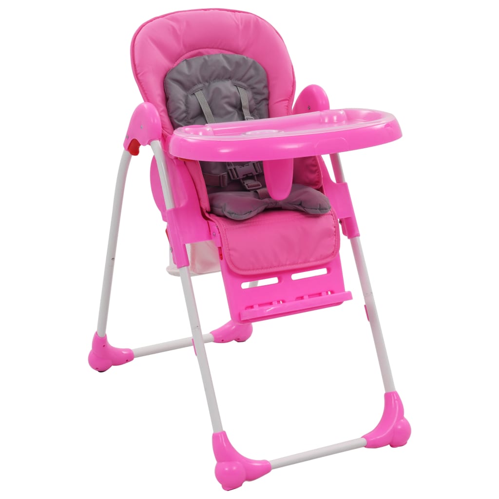 PETROMILA Dětská jídelní židlička růžovo-šedá