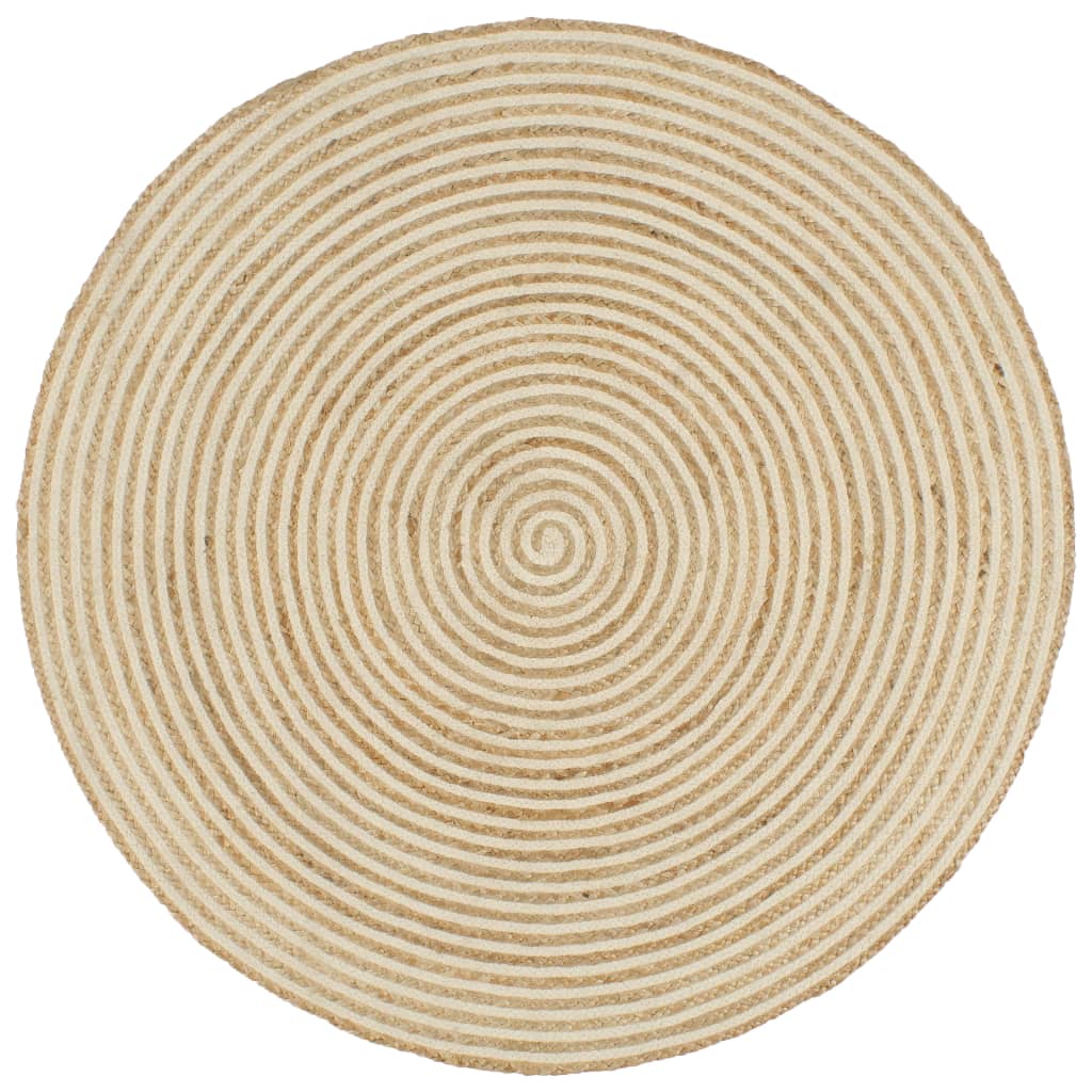 Ručně vyrobený koberec z juty spirálový design bílý 90 cm