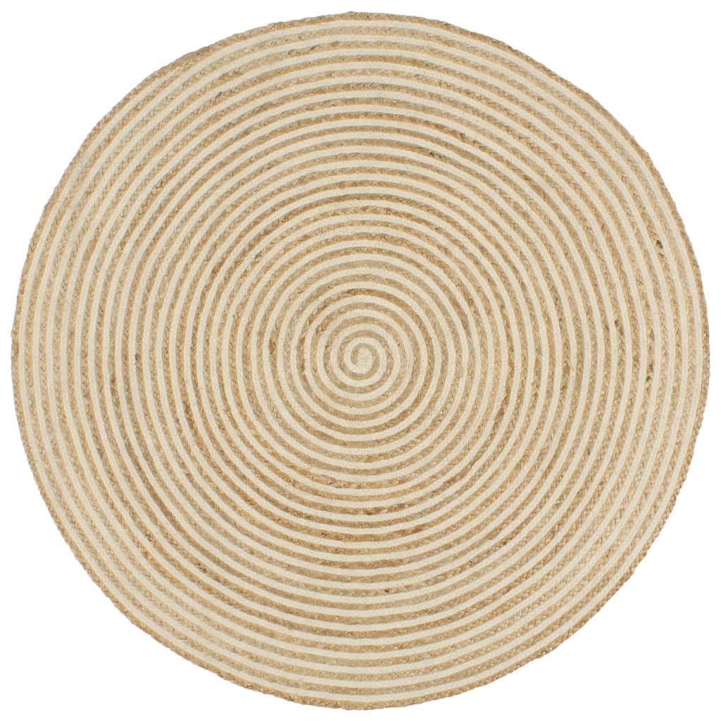 Ručně vyrobený koberec z juty spirálový design bílý 120 cm