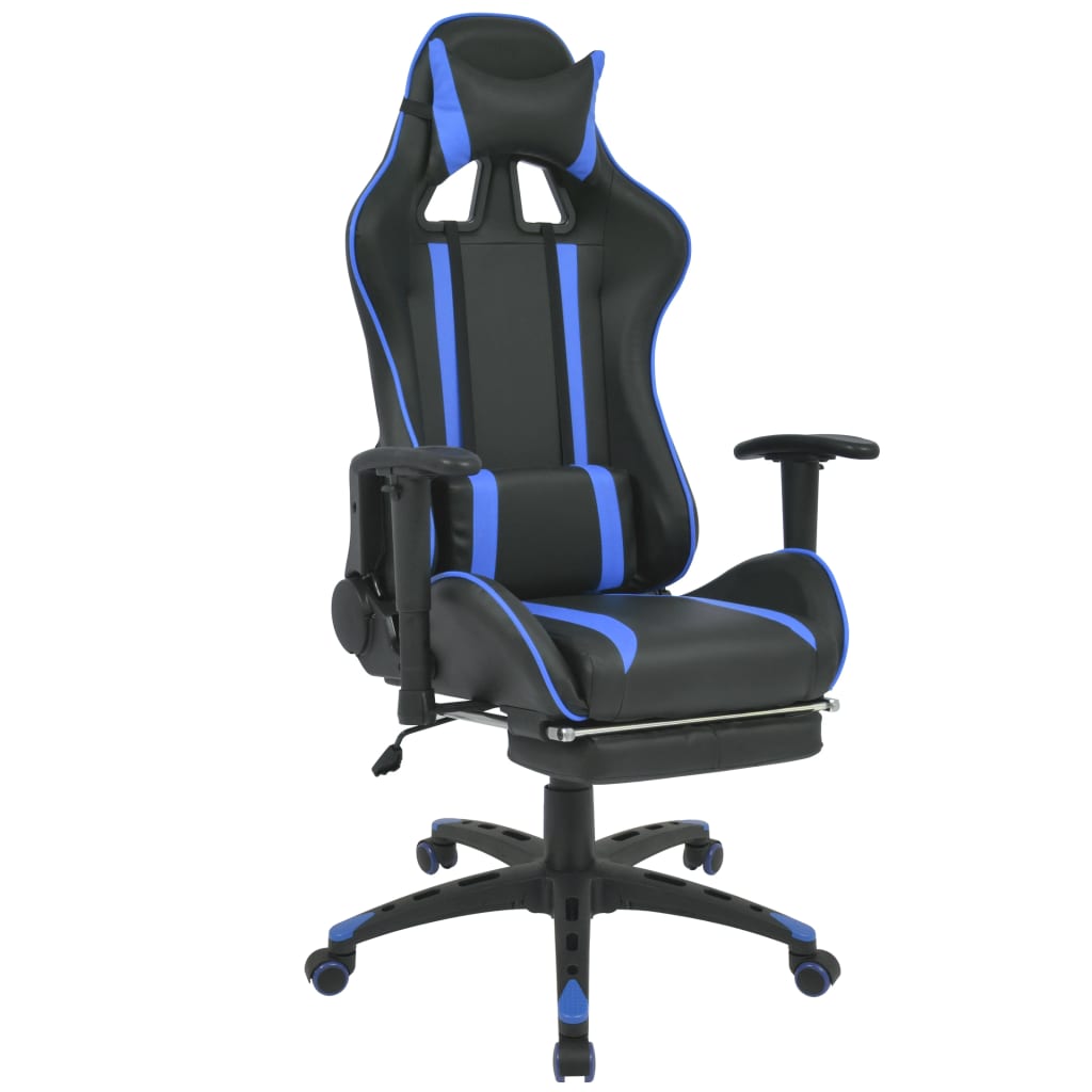PETROMILA Polohovací kancelářská herní židle s podnožkou modrá