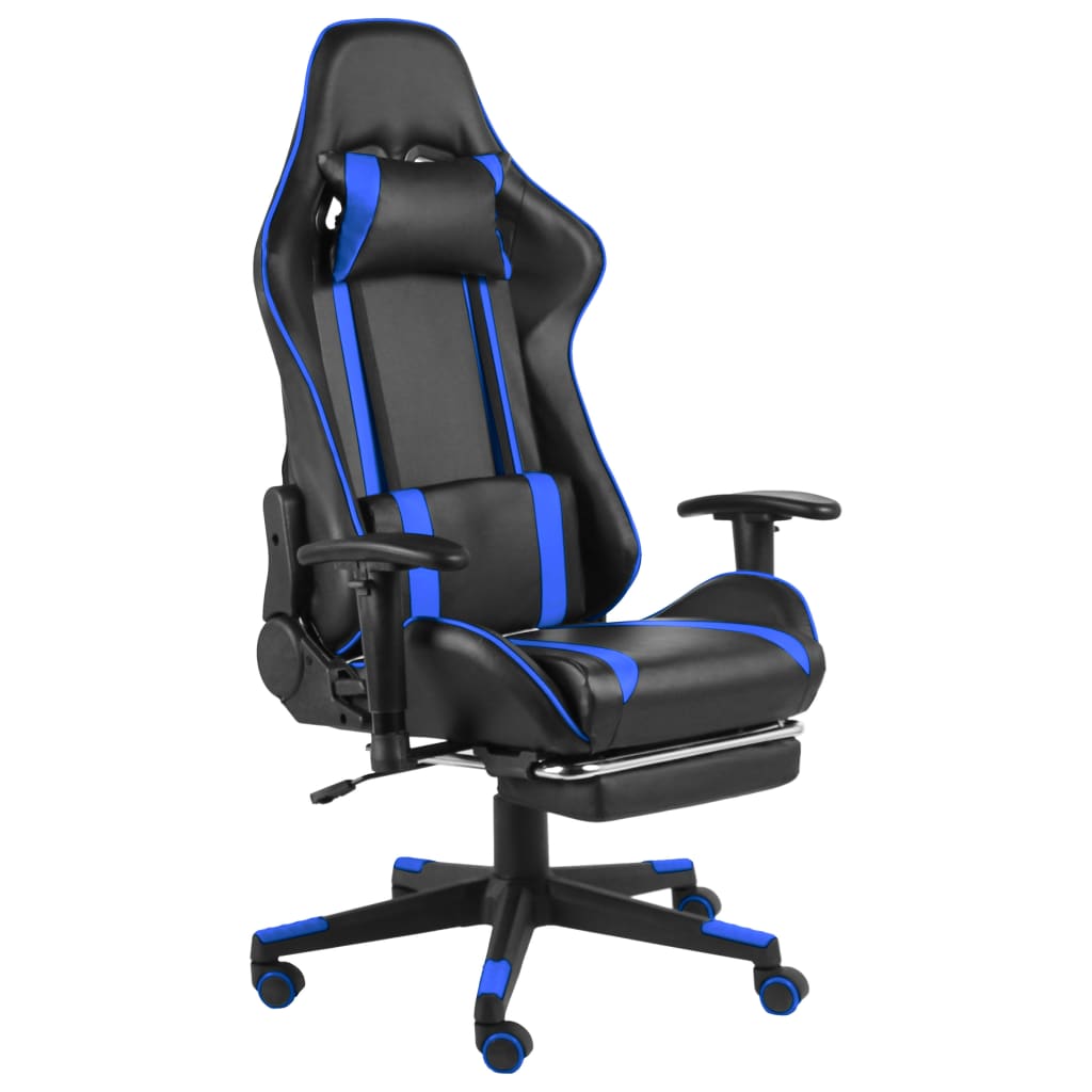 PETROMILA Otočná herní židle s podnožkou modrá PVC