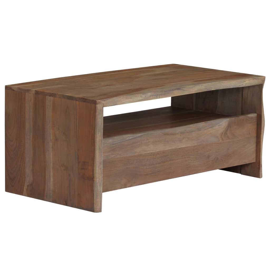 PETROMILA Konferenční stolek dřevo akácie přírodní hrany 90x50x40 cm šedý