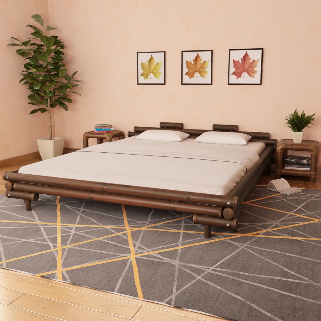 PETROMILA Rám postele tmavě hnědý bambus 180 x 200 cm