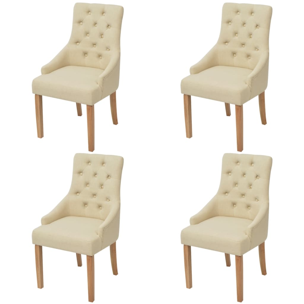 PETROMILA Jídelní židle 4 ks krémové textil