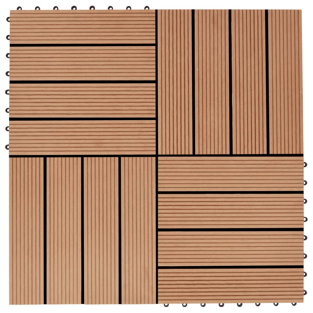 PETROMILA 22 ks terasové dlaždice 30 x 30 cm 2 m² WPC barva teak