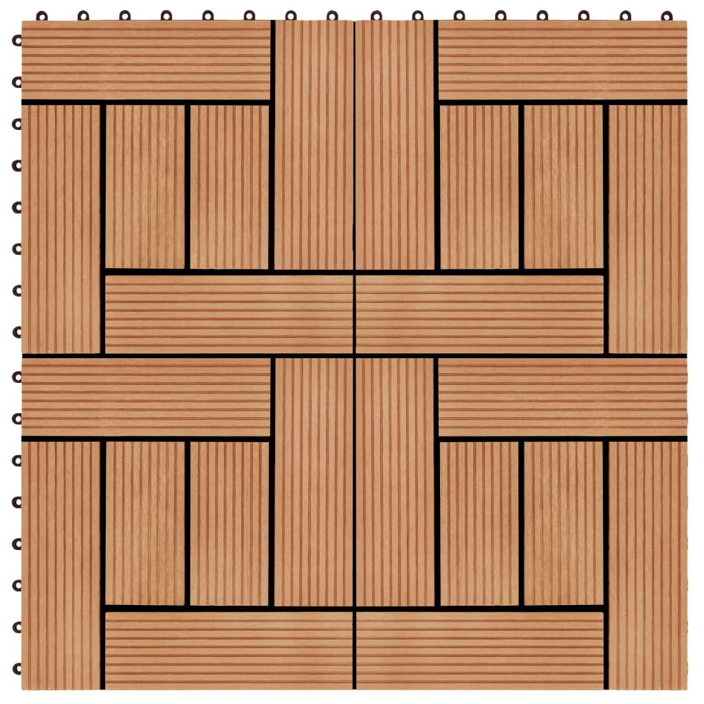 PETROMILA 22 ks terasové dlaždice 30 x 30 cm 2 m² WPC barva teak