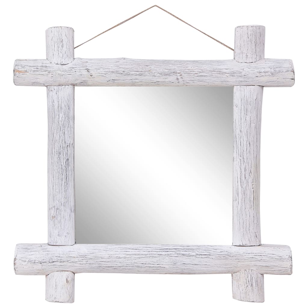 Dřevěné zrcadlo bílé 70 x 70 cm masivní recyklované dřevo