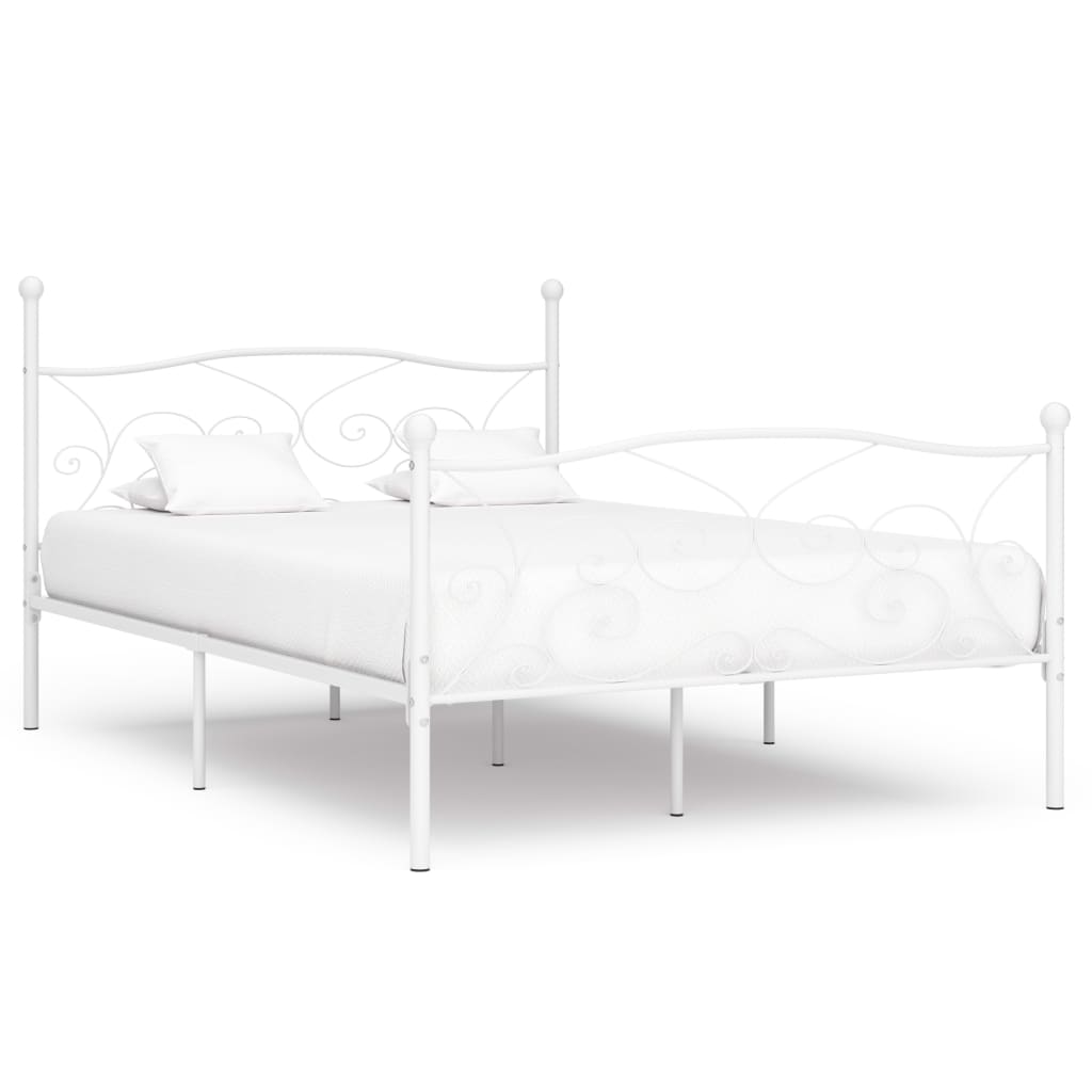 PETROMILA Rám postele s laťkovým roštem bílý kov 120 x 200 cm