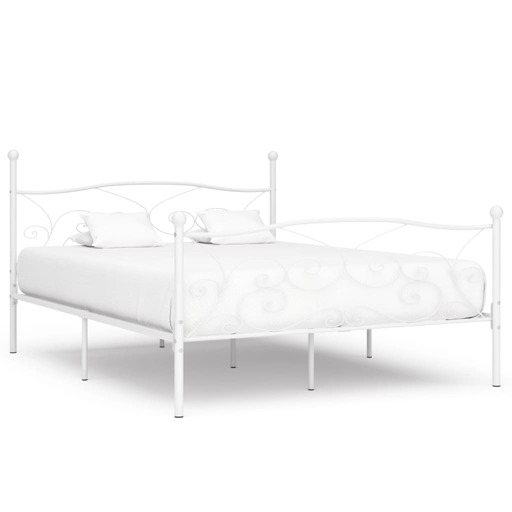 PETROMILA Rám postele s laťkovým roštem bílý kov 200 x 200 cm