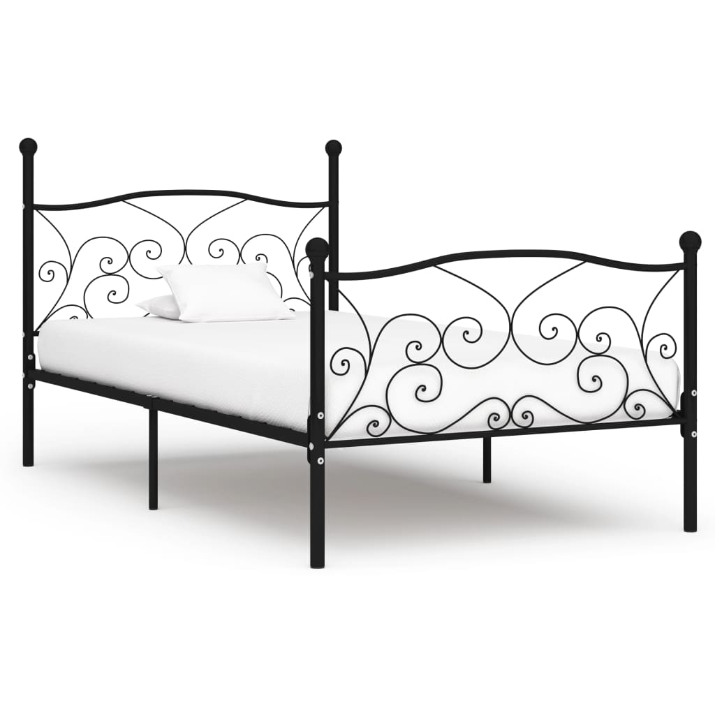 PETROMILA Rám postele s laťkovým roštem černý kov 90 x 200 cm