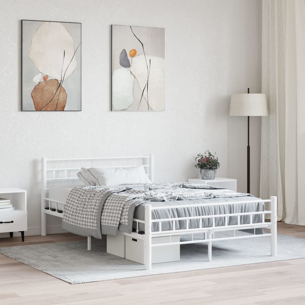 PETROMILA Rám postele bílý kovový 140 x 200 cm