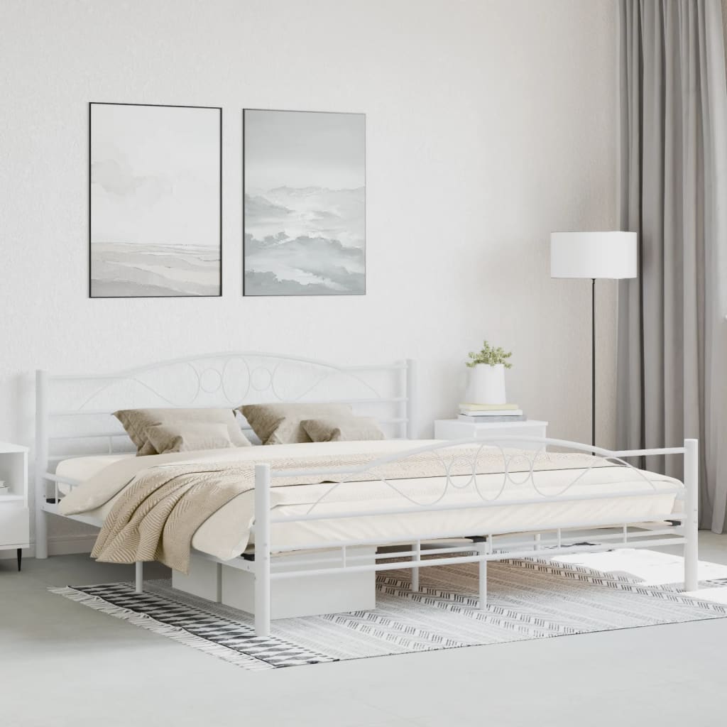 PETROMILA Rám postele bílý kovový 180 x 200 cm