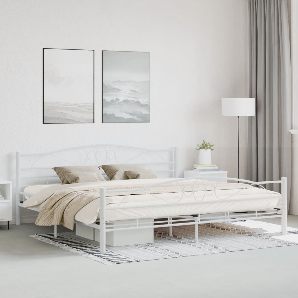 PETROMILA Rám postele bílý kovový 200 x 200 cm