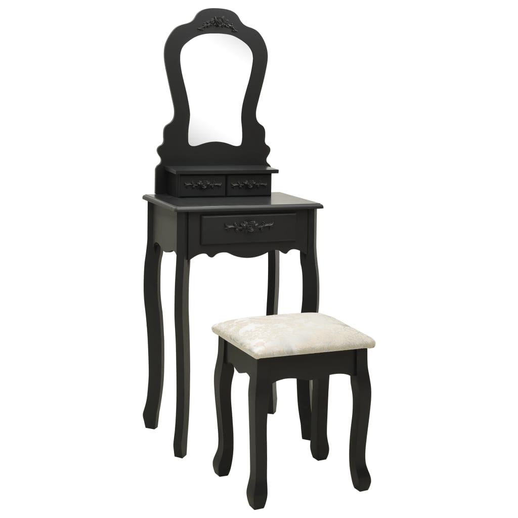 PETROMILA Toaletní stolek se stoličkou černý 50 x 59 x 136 cm pavlovnia