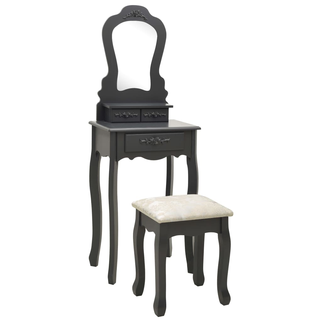 PETROMILA Toaletní stolek se stoličkou šedý 50 x 59 x 136 cm pavlovnia