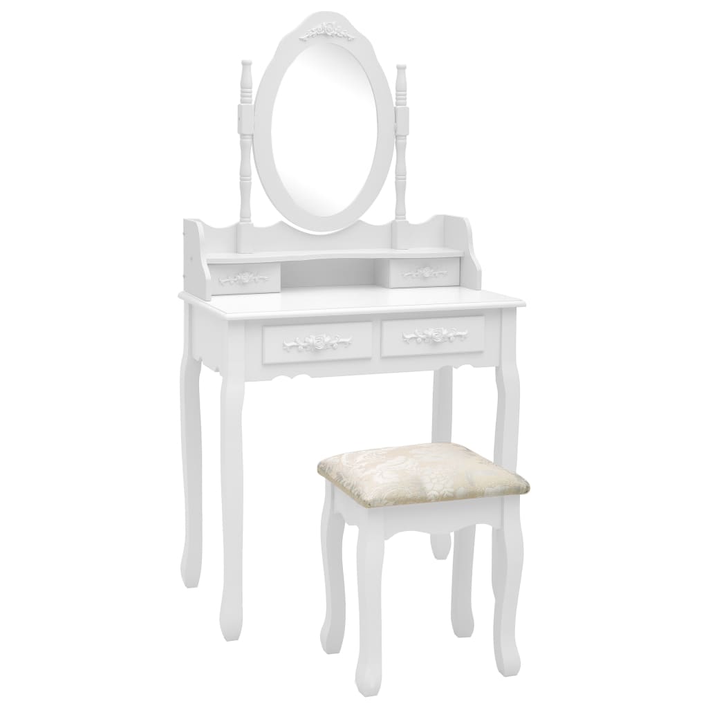 PETROMILA Toaletní stolek se stoličkou bílý 75 x 69 x 140 cm pavlovnia