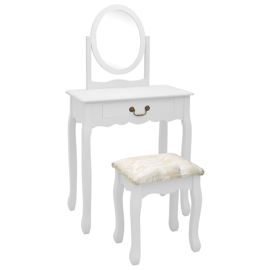 PETROMILA Toaletní stolek se stoličkou bílý 65x36x128 cm pavlovnia MDF