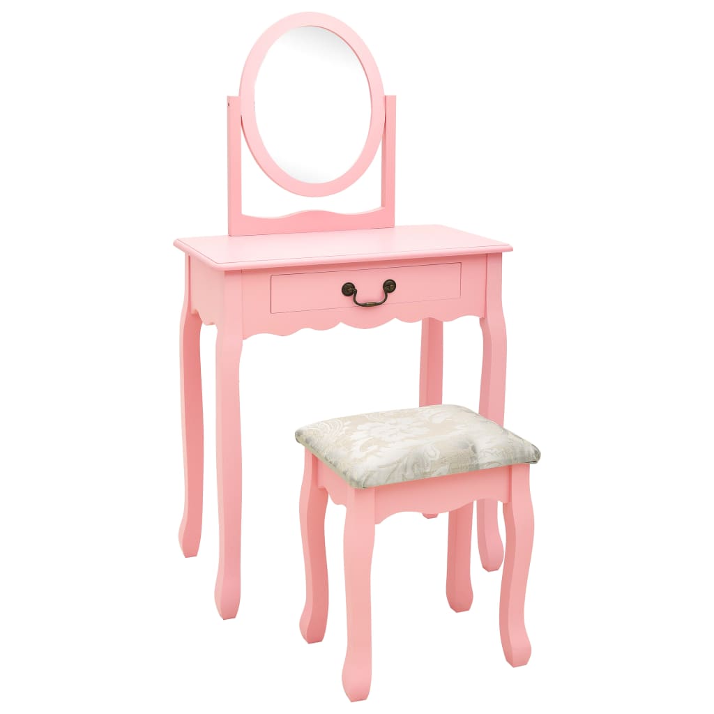 PETROMILA Toaletní stolek se stoličkou růžový 65x36x128 cm pavlovnia MDF