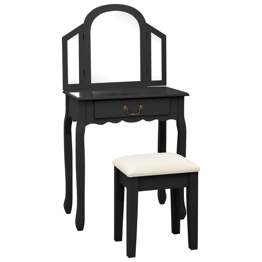 PETROMILA Toaletní stolek se stoličkou černý 65x36x128 cm pavlovnia MDF