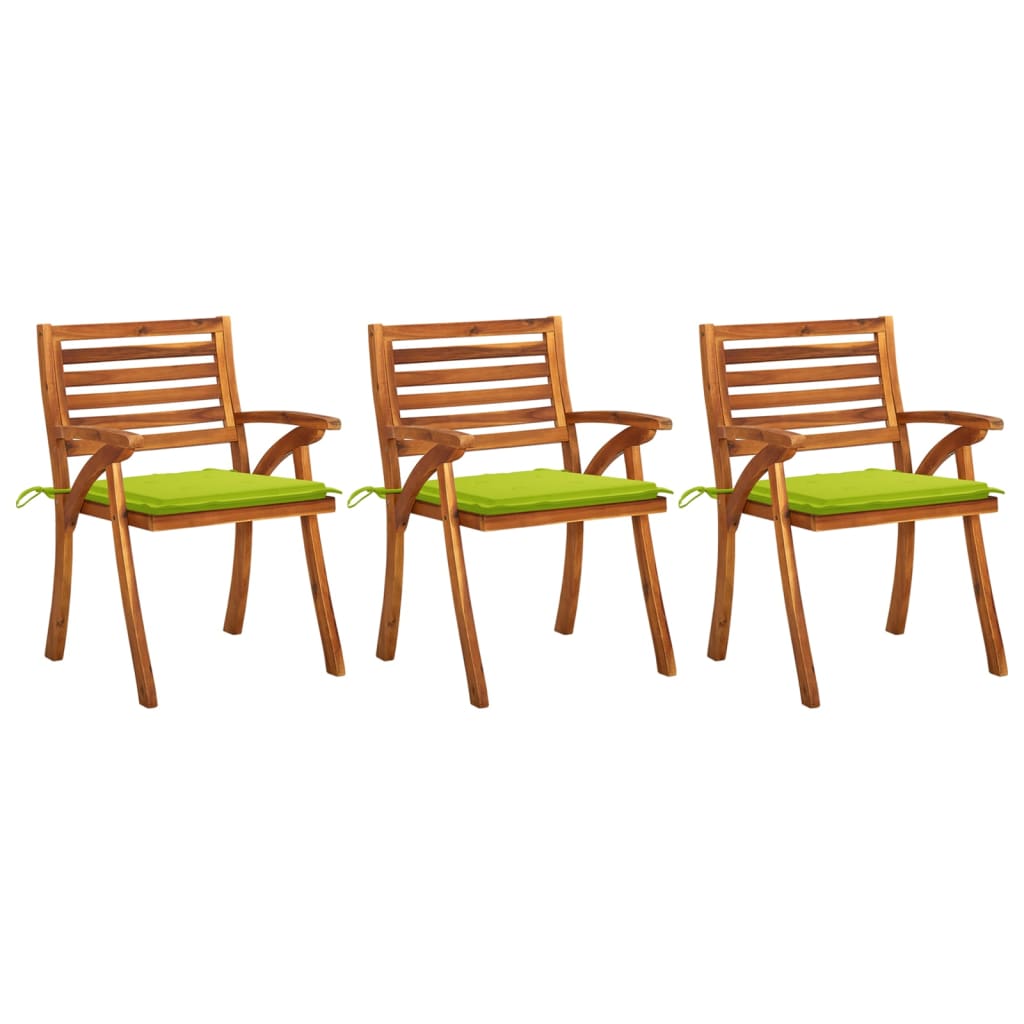 PETROMILA Zahradní jídelní židle s poduškami 3 ks masivní akáciové dřevo