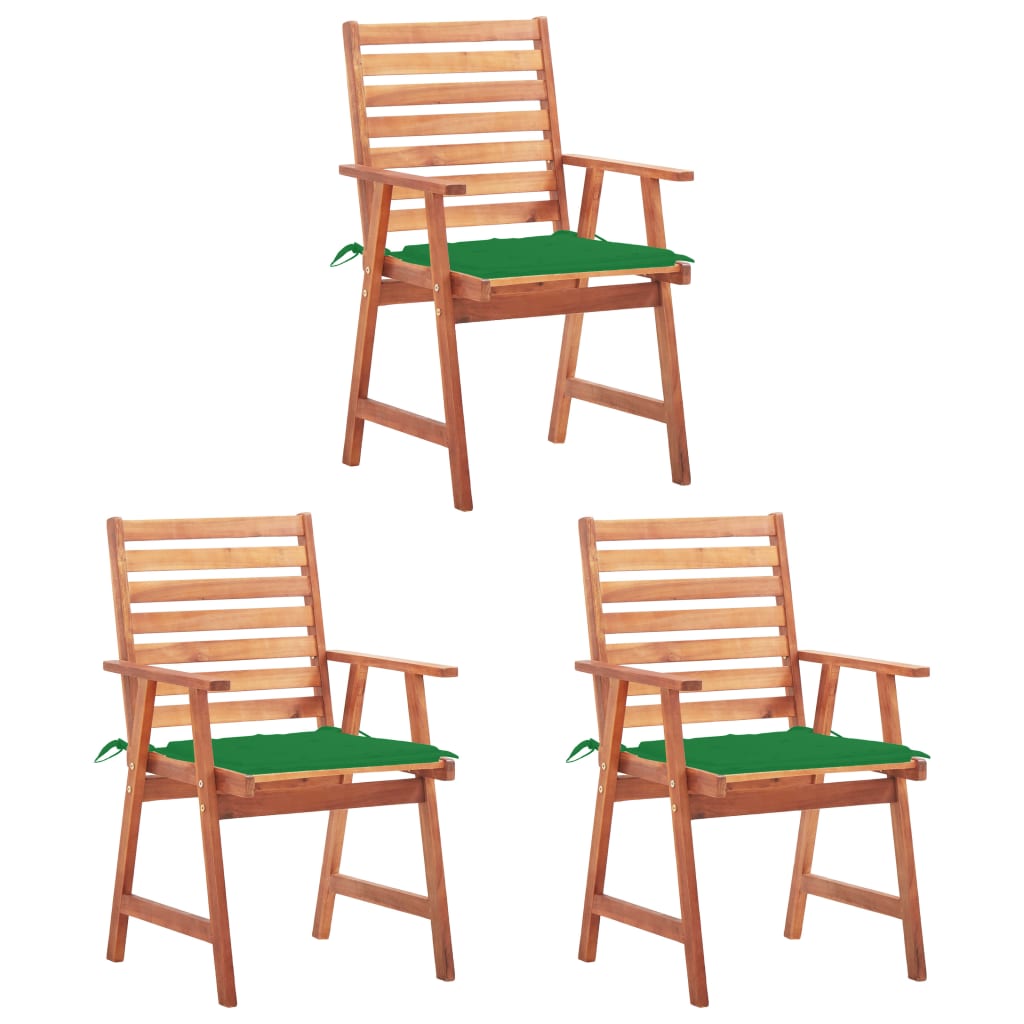 PETROMILA Zahradní jídelní židle s poduškami 3 ks masivní akáciové dřevo