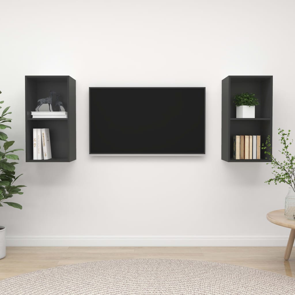 PETROMILA Nástěnné TV skříňky 2 ks šedé kompozitní dřevo