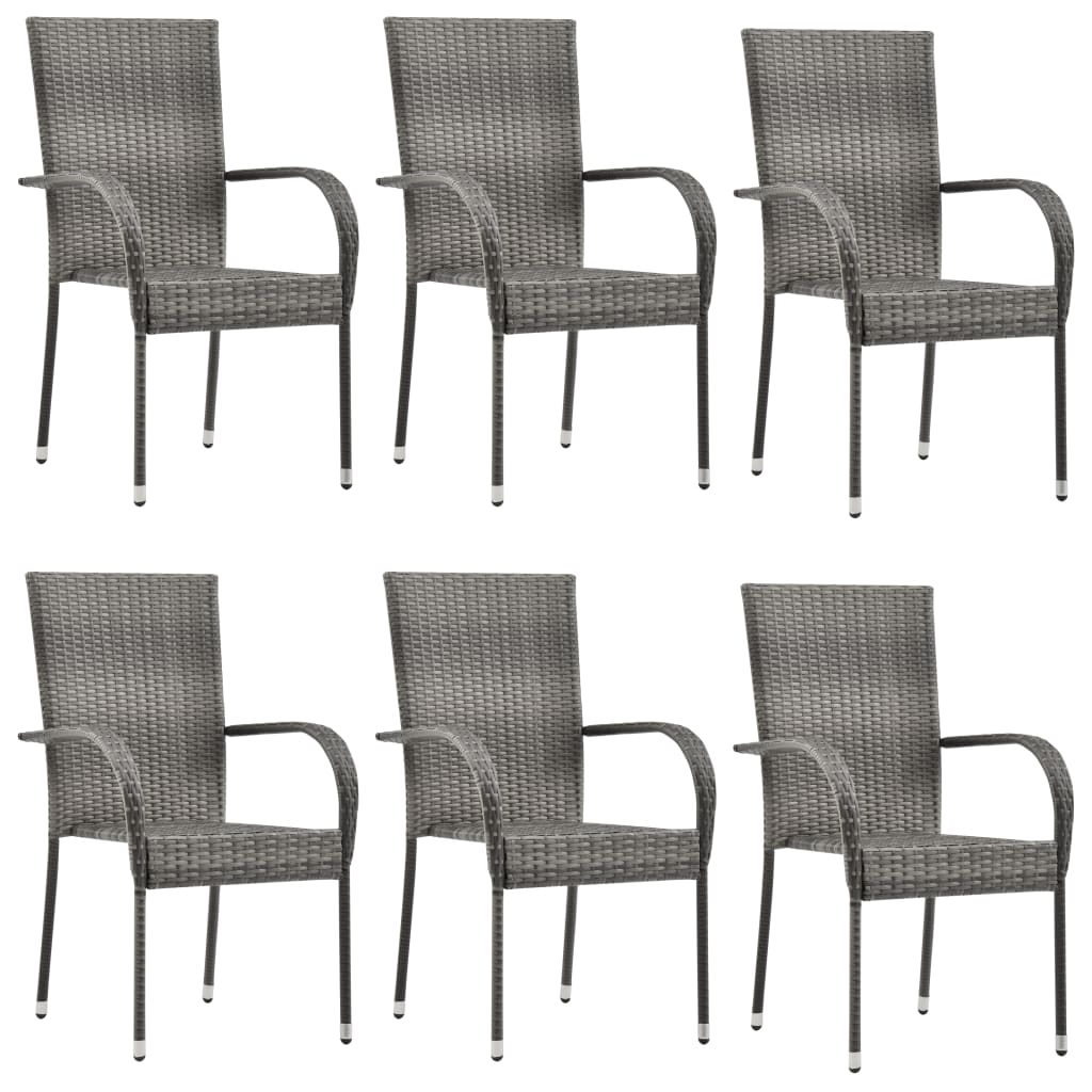 PETROMILA Stohovatelné zahradní židle 6 ks šedé polyratan