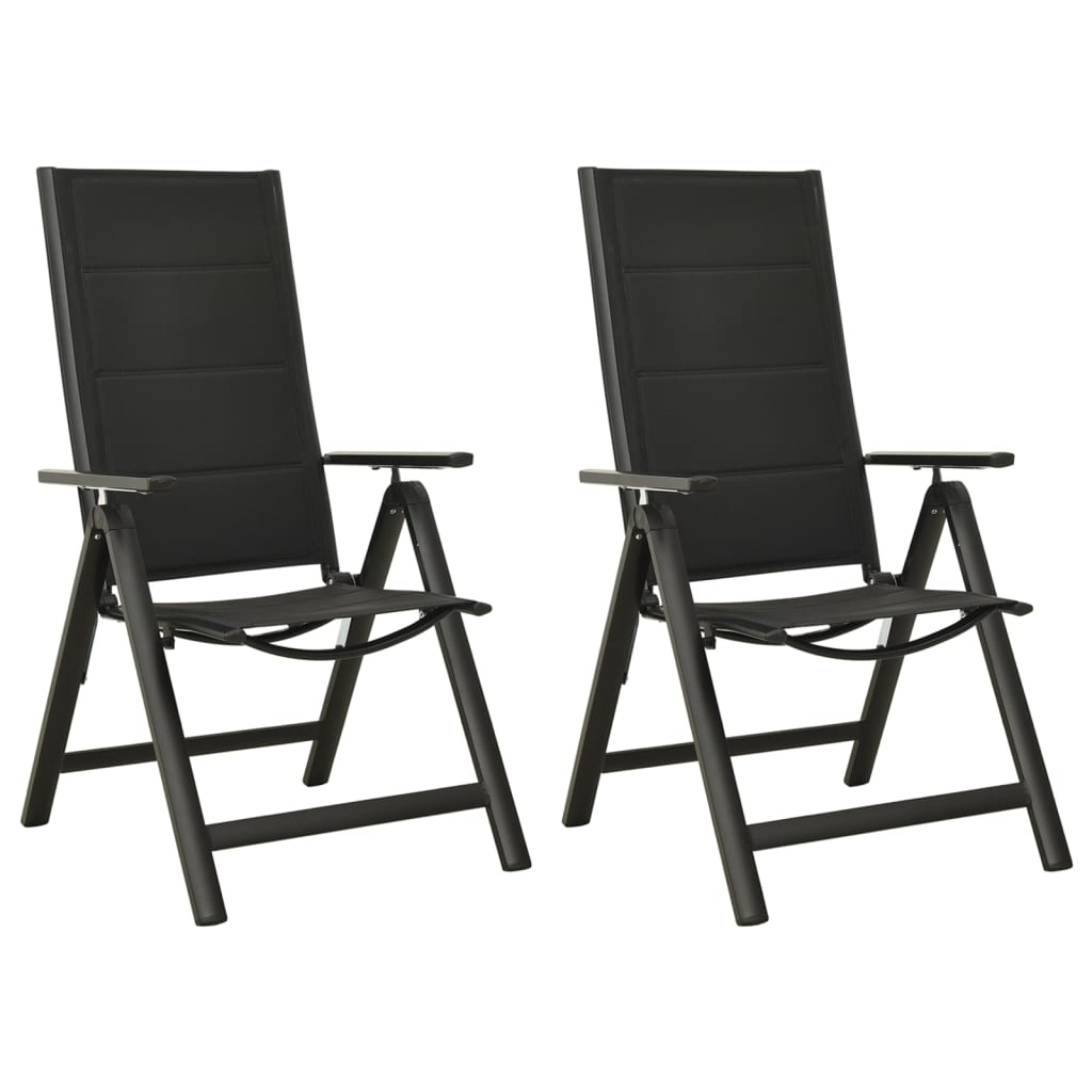 PETROMILA Skládací zahradní židle 2 ks textilen a hliník černé