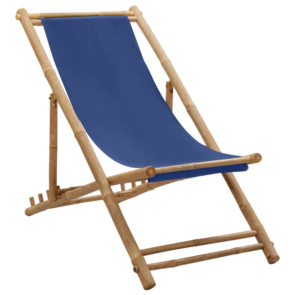 PETROMILA Kempingová židle bambus a plátno námořnická modrá